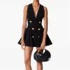 V-Neck Double-Breasted A-Line Mini Dress